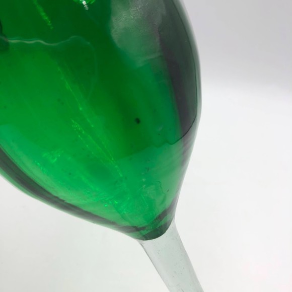Vintage Handblown Green Collectible Glass Drinkware Stemware Set of 4 Glasses - Picture 9 of 11